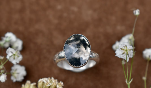 Simple Moss Agate Ring Size 5.5