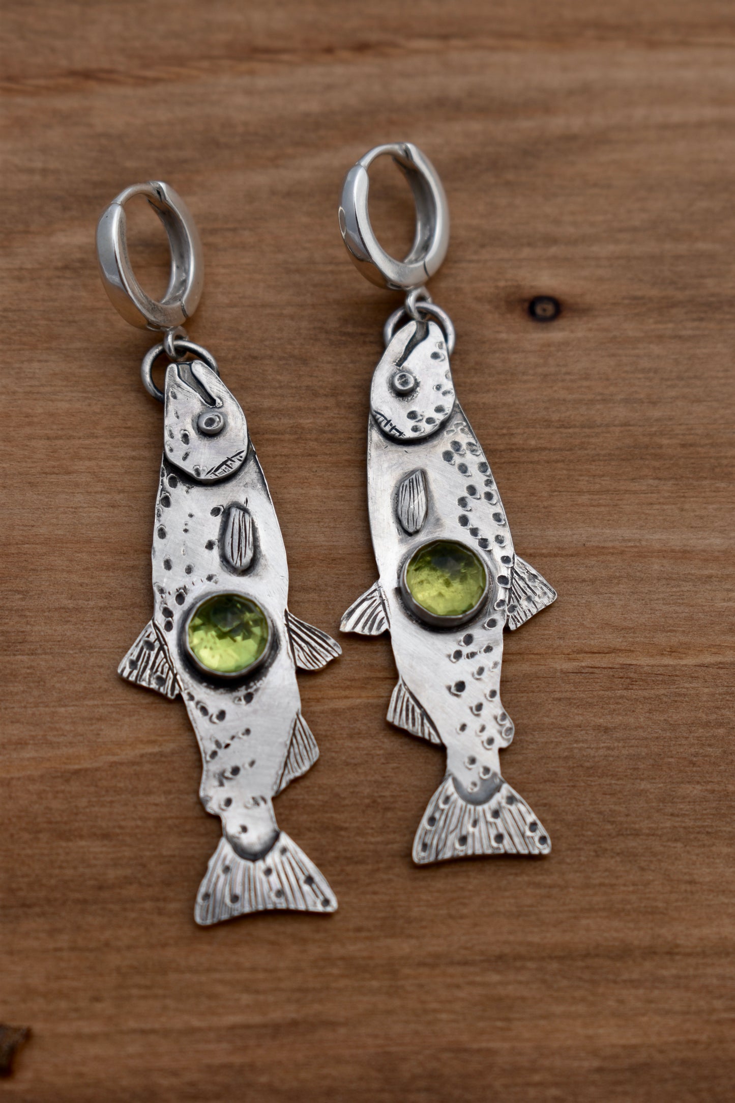 Made to Order Salmon Peridot Huggie Earrings