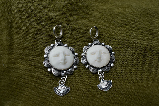 Stamped Moon Earrings