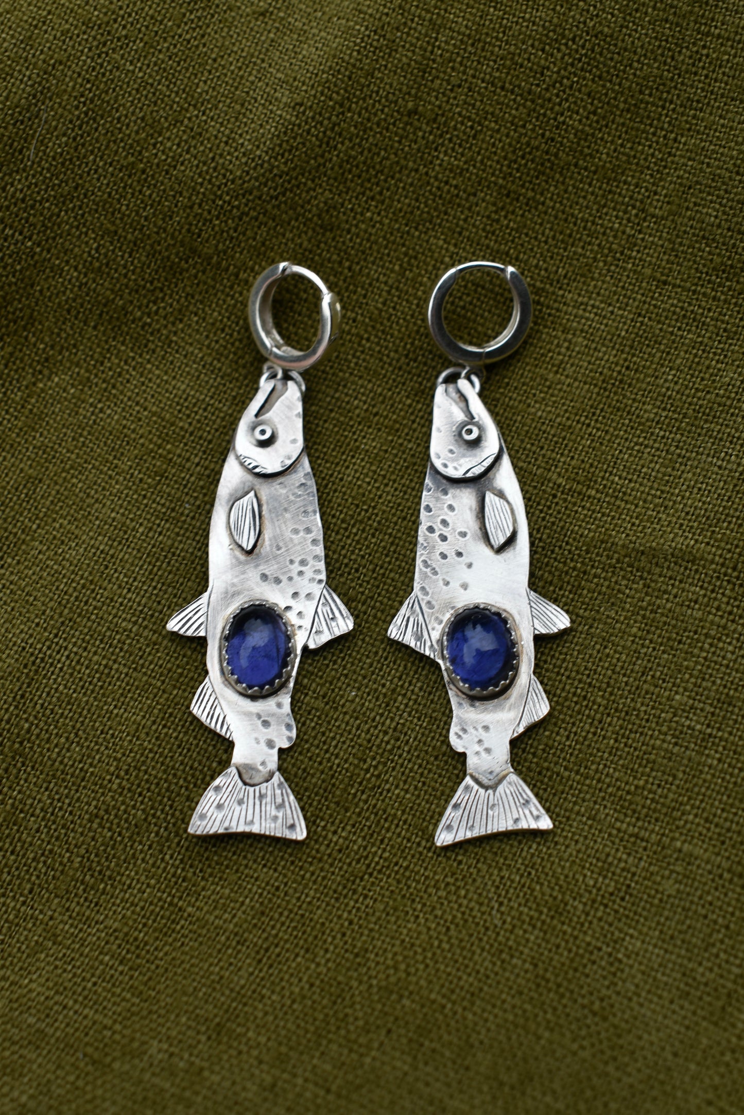 Salmon Earrings with Iolite