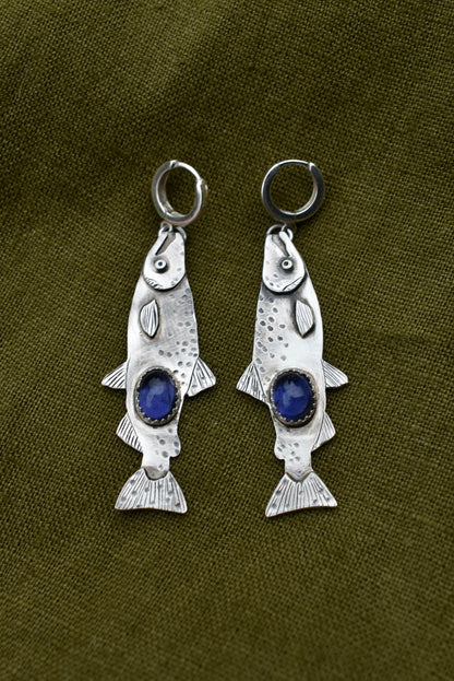 Salmon Earrings with Iolite