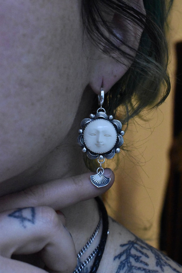 Stamped Moon Earrings