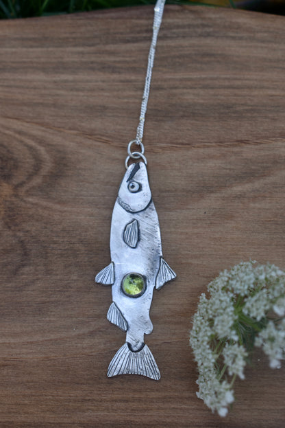 Salmon Pendant with Peridot