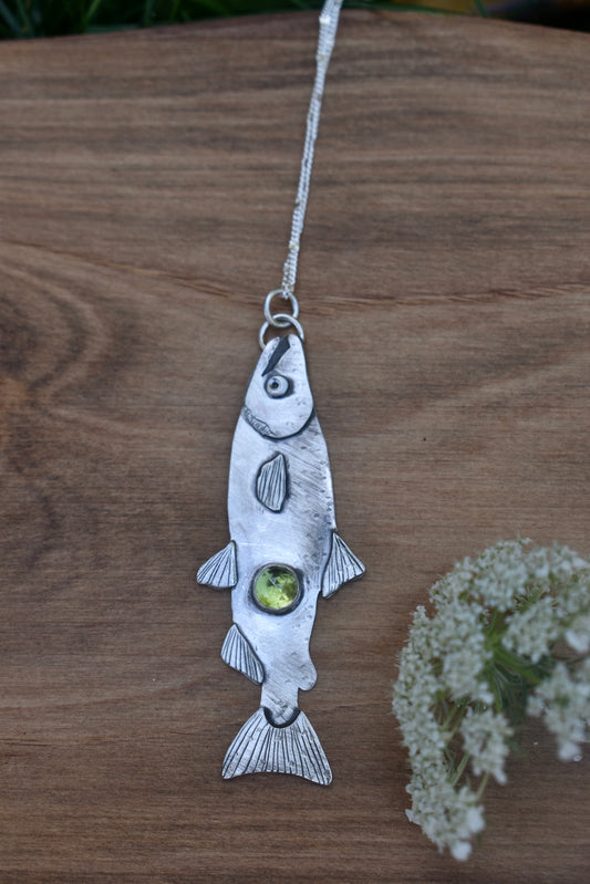 Salmon Pendant with Peridot