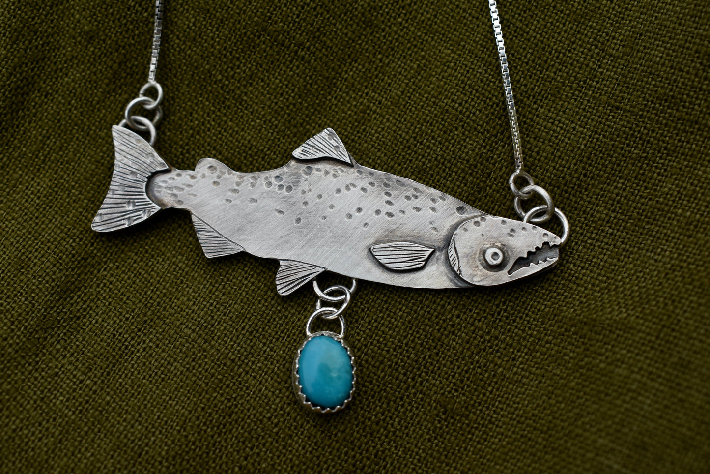 Salmon Pendant with Turquoise #2