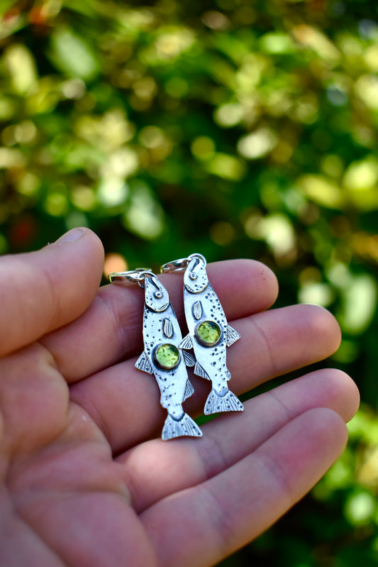 Made to Order Salmon Peridot Huggie Earrings