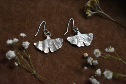 Silver Ginkgo Earrings
