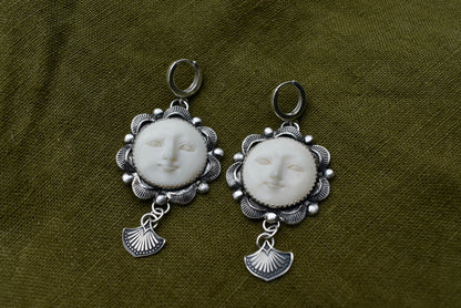 Stamped Moon Earrings