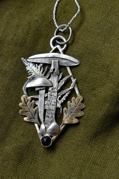 Destroying Angel Pendant with Black Onyx