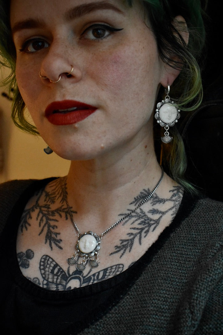 Stamped Moon Earrings