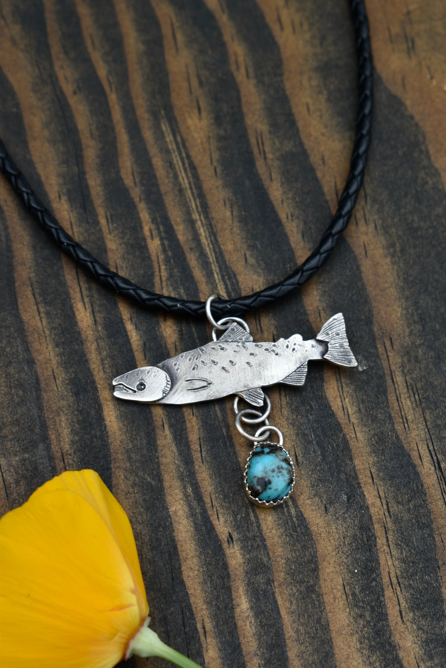 Salmon Pendant with Turquoise