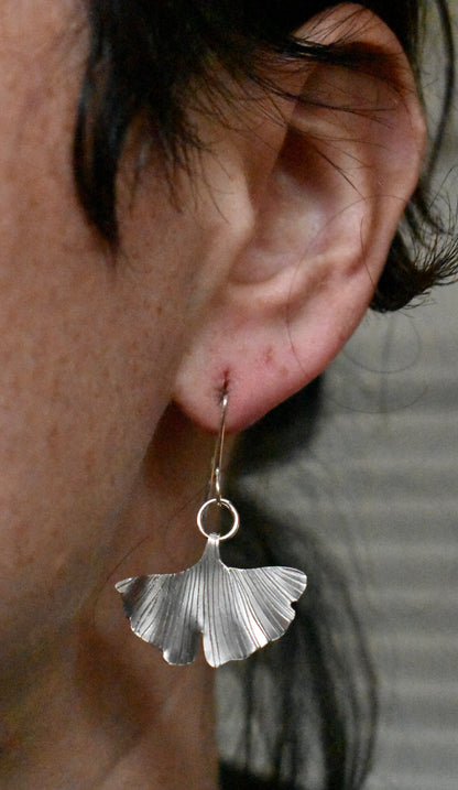 Silver Ginkgo Earrings