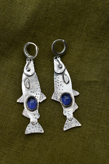 Salmon Earrings with Iolite
