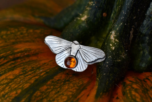 Made to Order Moth Ring with Baltic Amber