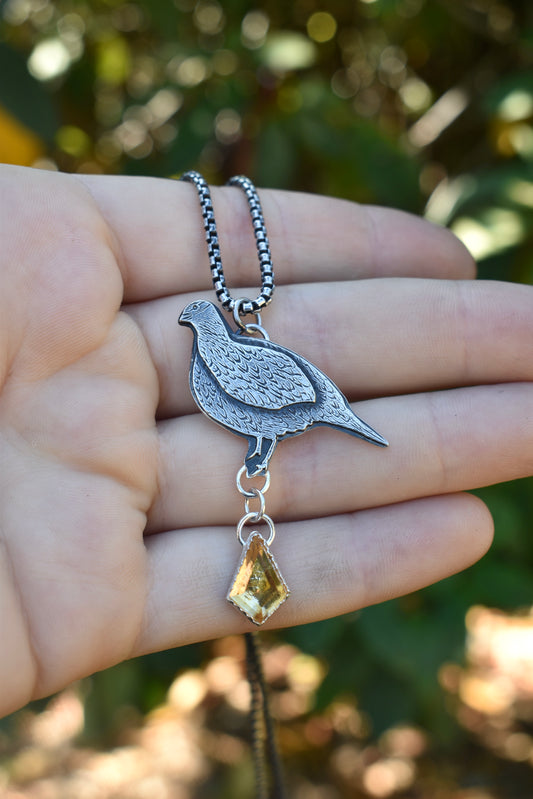 Female Sage Grouse Pendant with Citrine