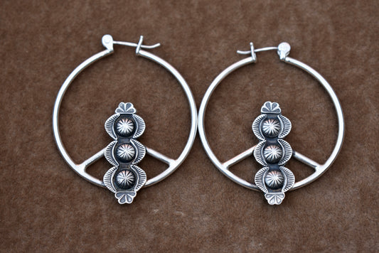 Blooming Flower Stamped Hoops