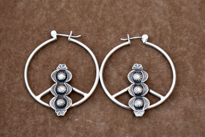 Blooming Flower Stamped Hoops