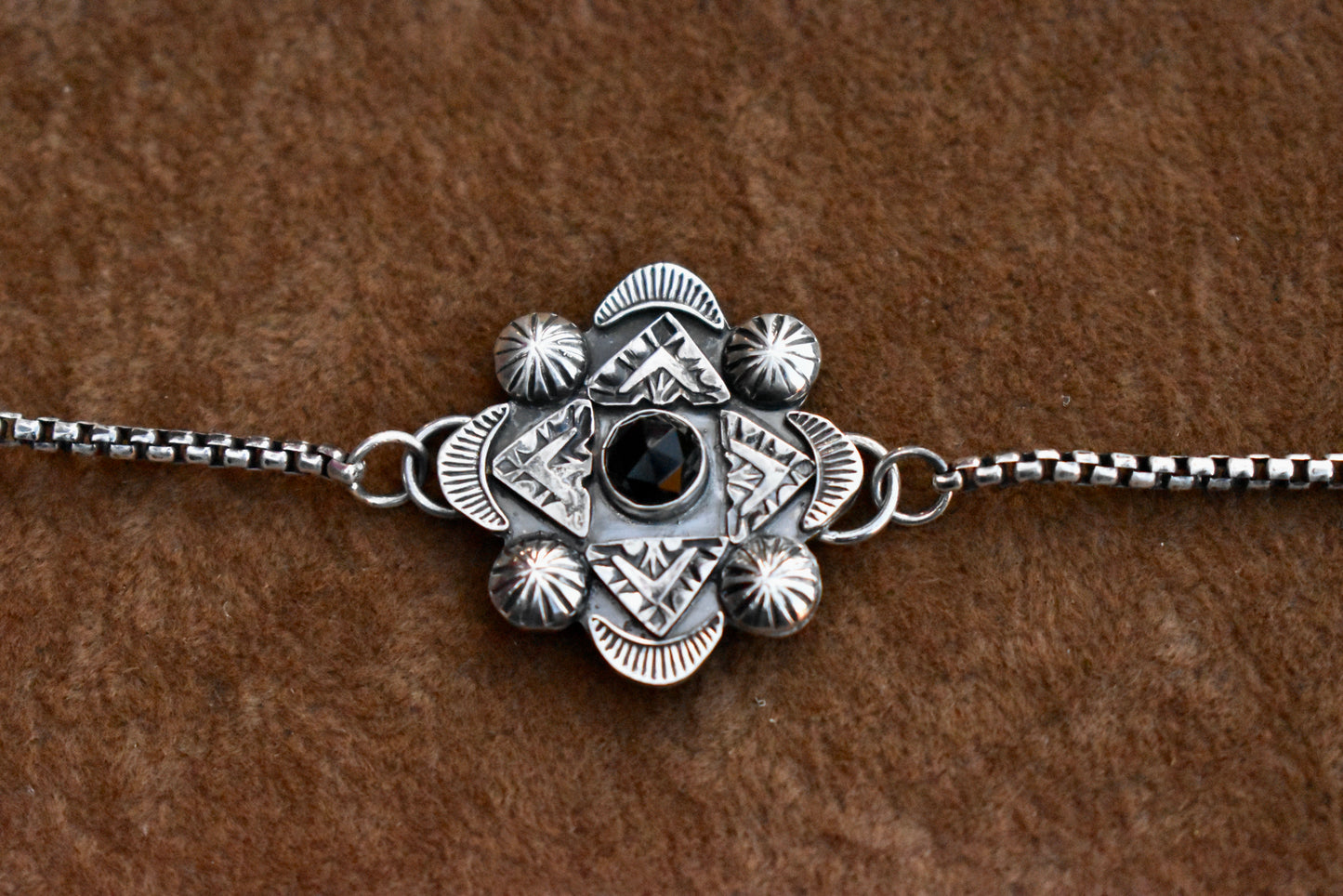 MTO: Stamped Choker with Moonstone, Peridot, or Onyx