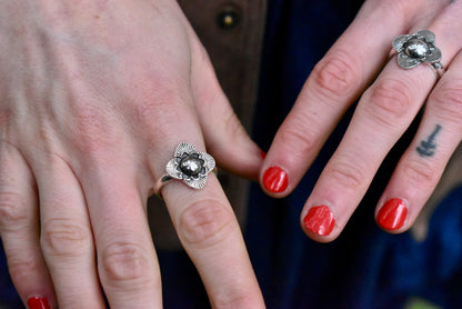 Bloom Stamped Silver Ring Size 6