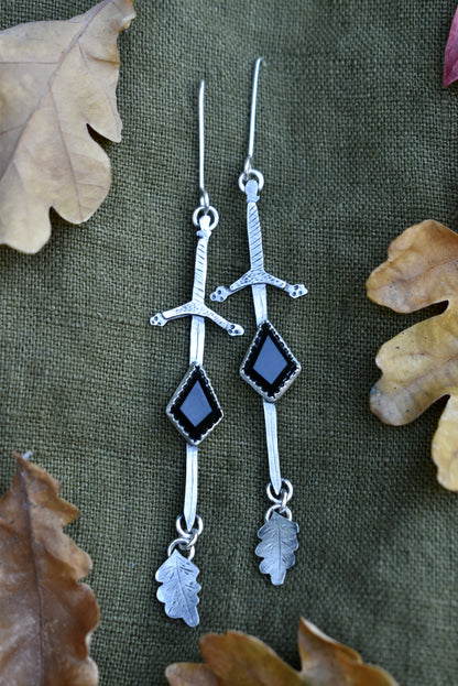 Sword Earrings with Onyx Preorder