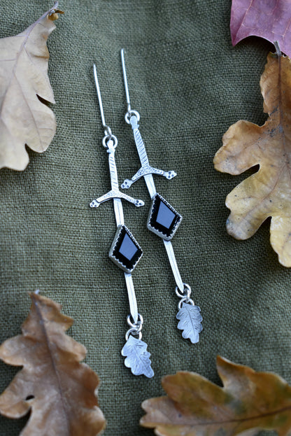 Sword Earrings with Onyx Preorder