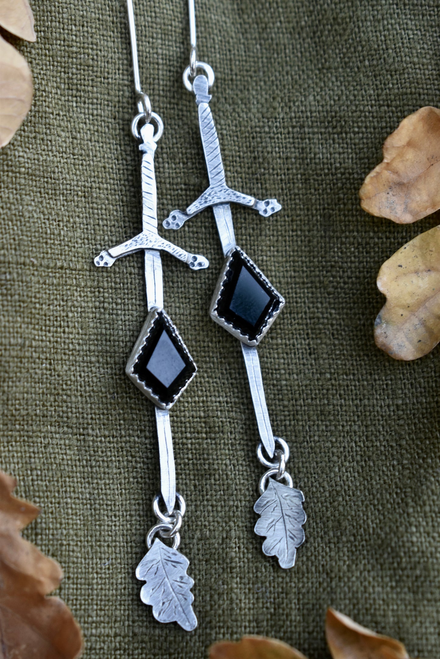 Sword Earrings with Onyx Preorder