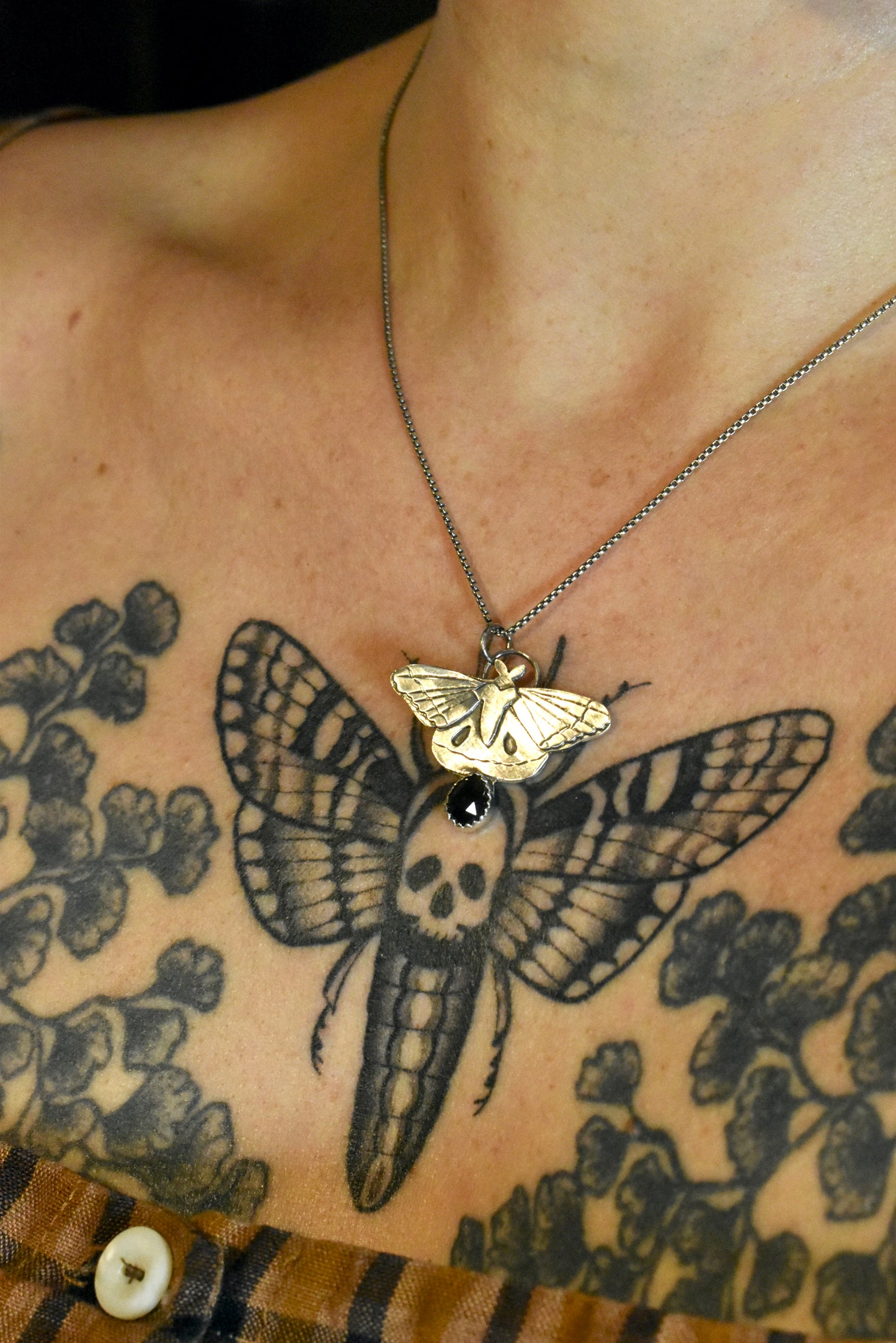 Moth Pendant with Black Onyx #2