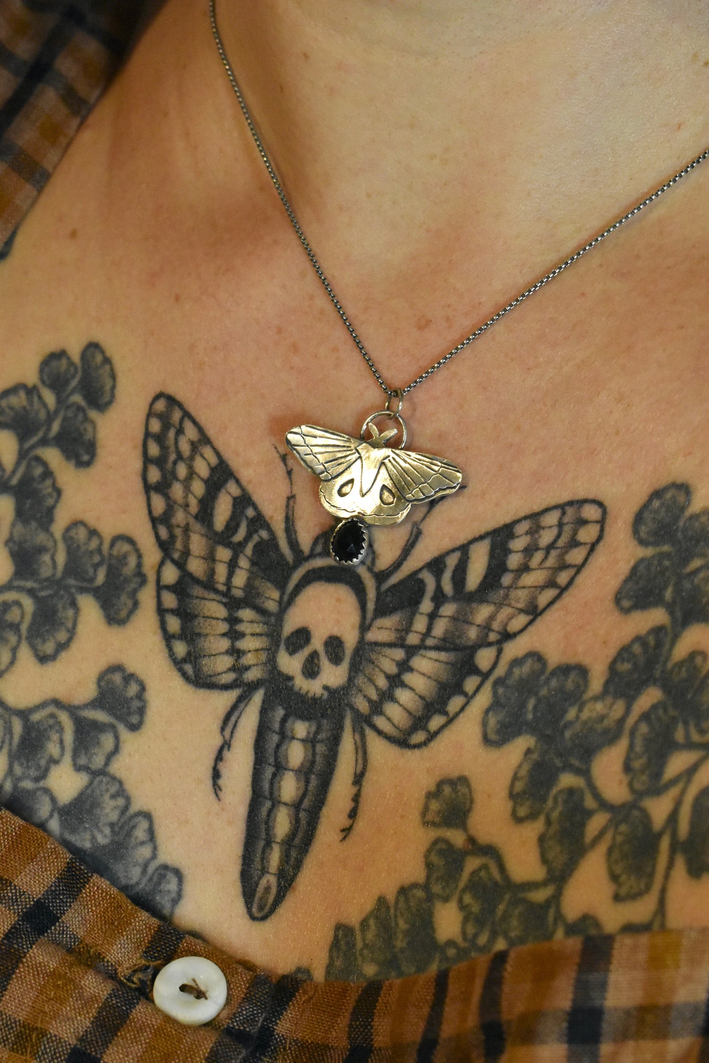 Moth Pendant with Black Onyx #1