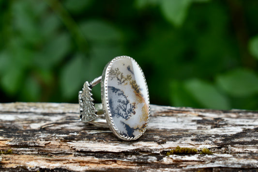 Dendritic Agate Forest Ring Size 7