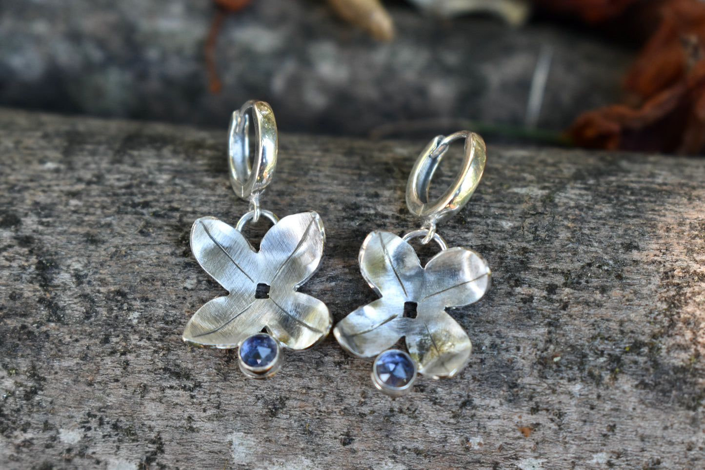 Lilac Blossom Earrings with Iolite
