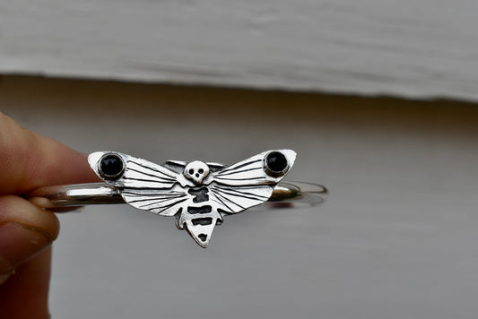 Black Onyx Death's Head Hawk Moth Cuff