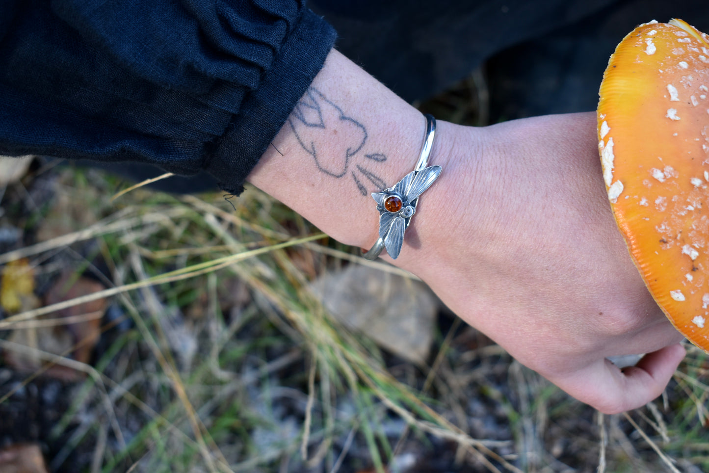 Baltic Amber Death's Head Hawk Moth Cuff