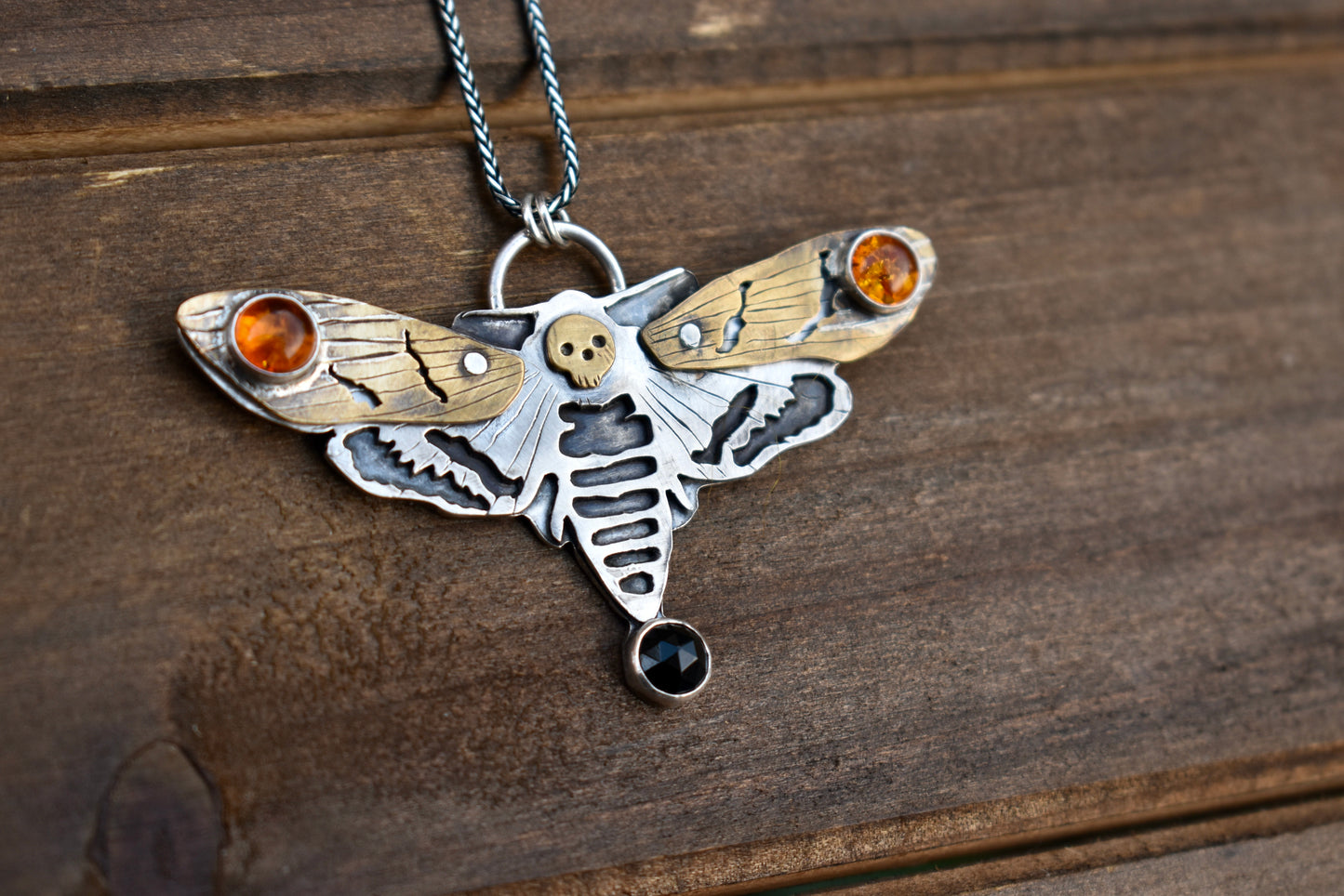 Death's Head Hawk Moth Pendant with Moving Wings