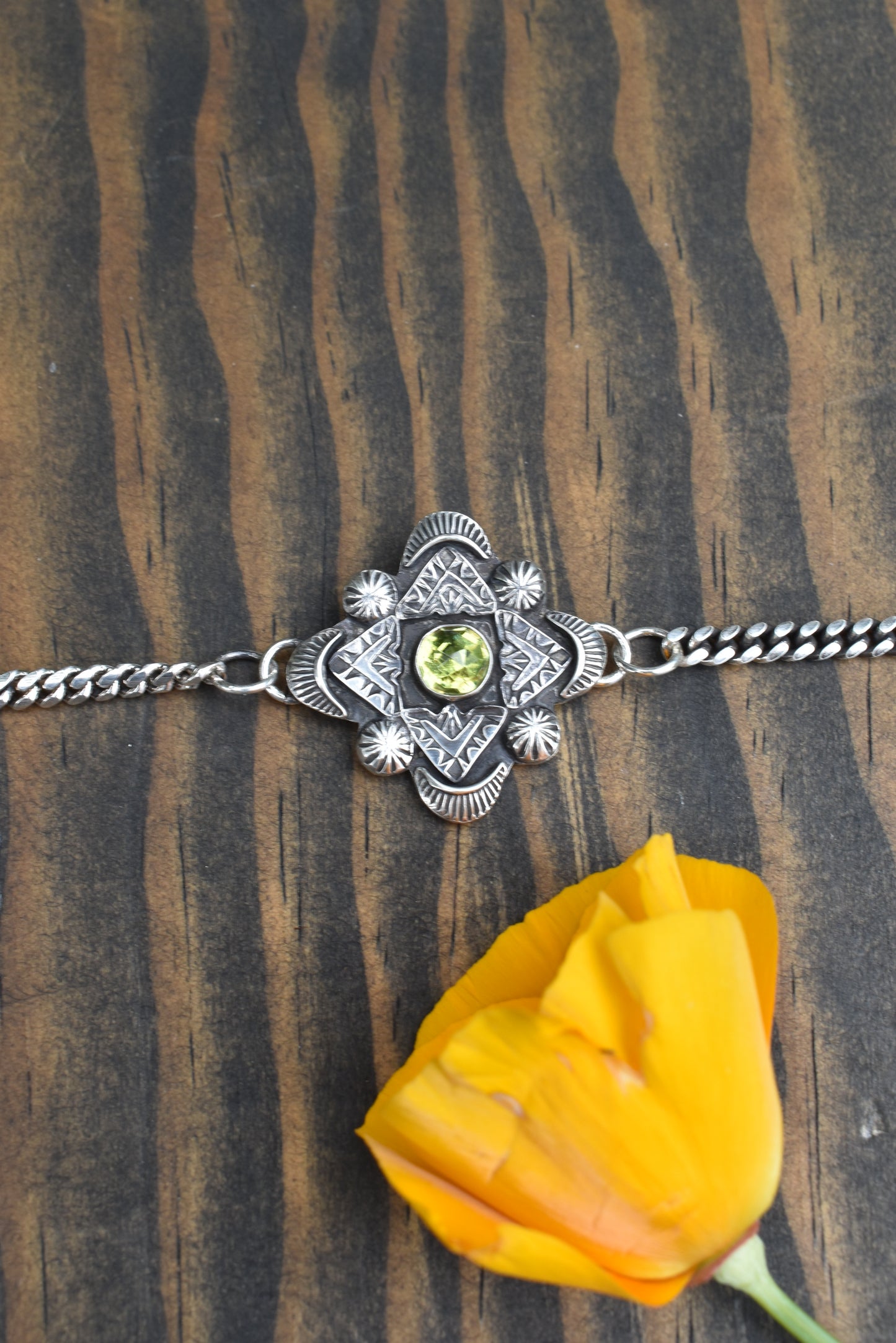 Peridot Stamped Choker