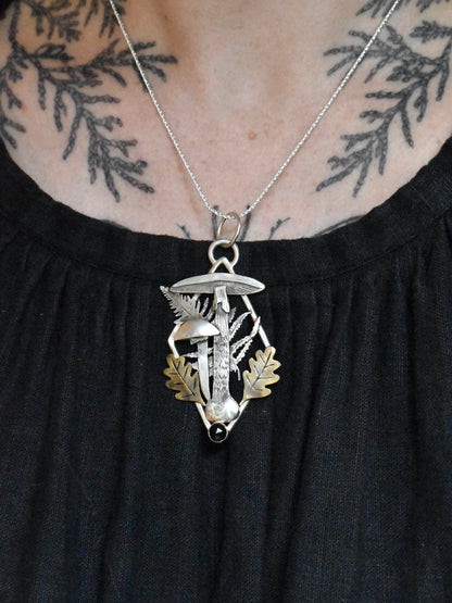 Destroying Angel Pendant with Black Onyx