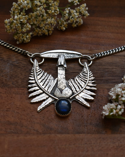 Destroying Angel Pendant with Labradorite