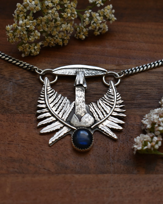 Destroying Angel Pendant with Labradorite