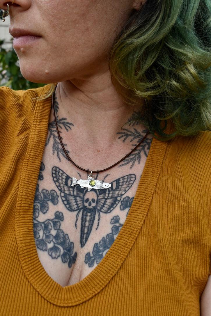 Salmon Pendant with Peridot