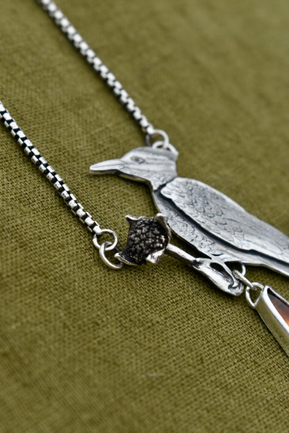 Pileated Woodpecker Pendant with Montana Agate