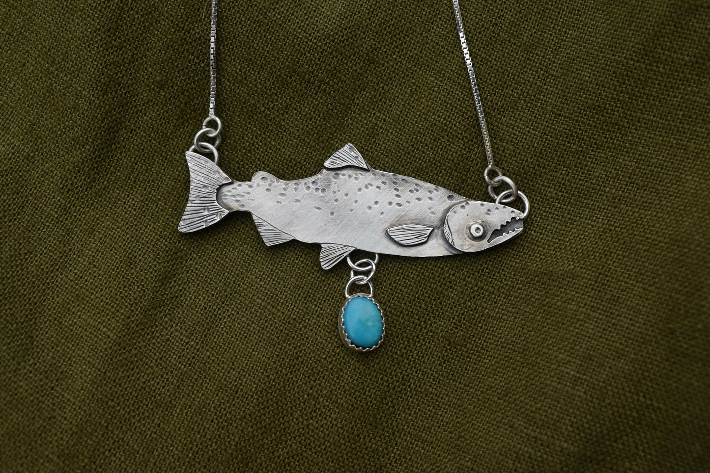 Salmon Pendant with Turquoise #2