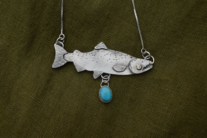 Salmon Pendant with Turquoise #2