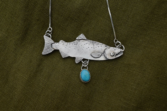 Salmon Pendant with Turquoise #2