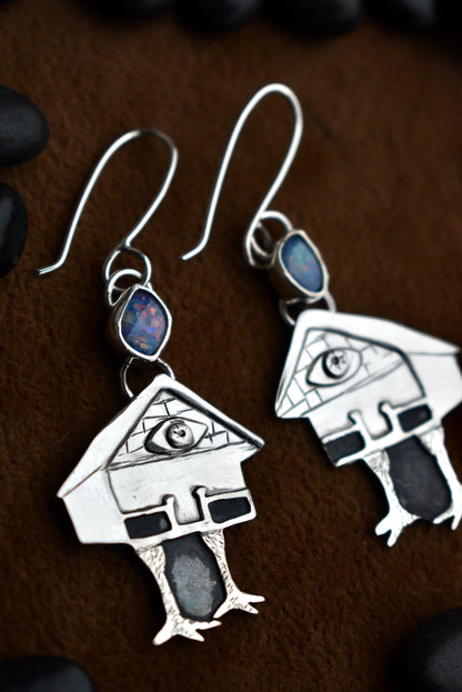 Baba Yaga Earrings with Opal