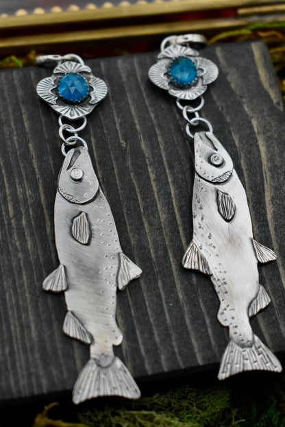 Salmon Earrings with Apatite