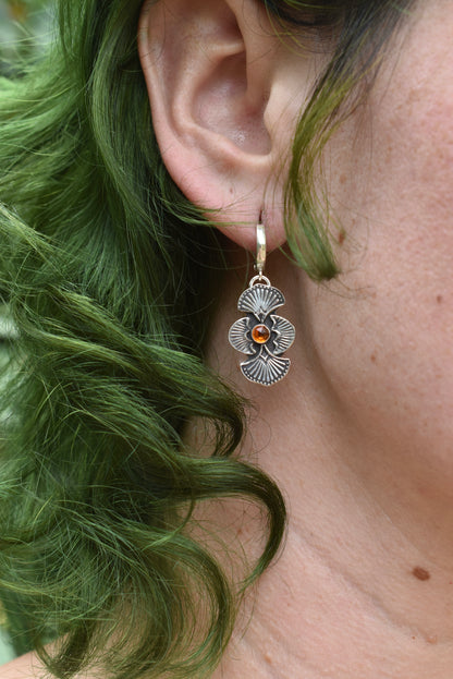 Citrine Stamped Huggie Earrings