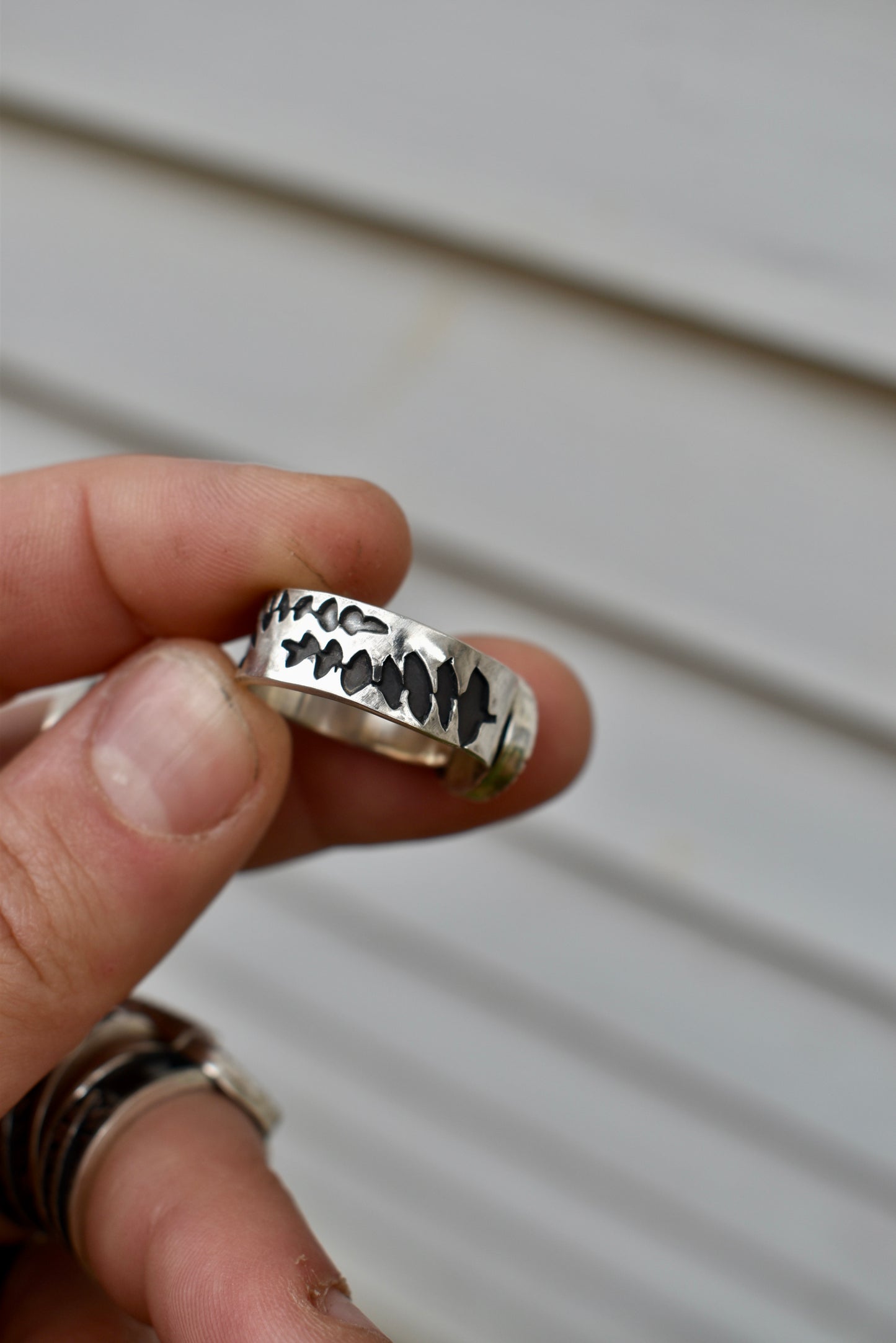 Flora Banded Dendritic Agate Ring Size 8.5