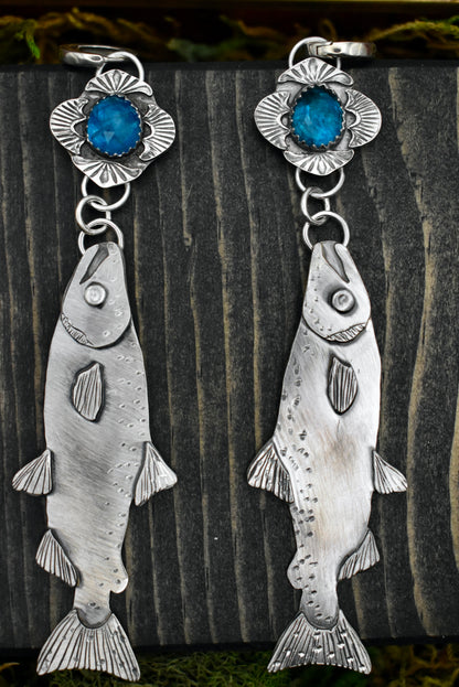 Salmon Earrings with Apatite