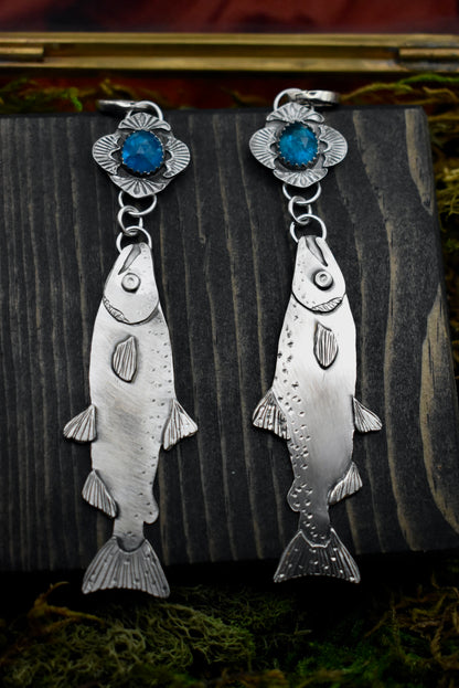 Salmon Earrings with Apatite