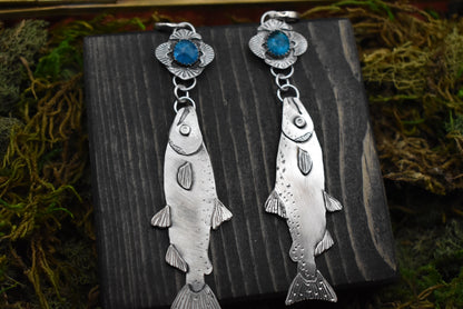 Salmon Earrings with Apatite