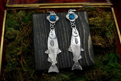 Salmon Earrings with Apatite